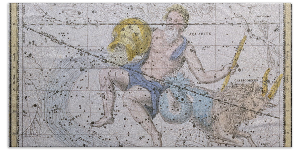 Aquarius Beach Towel featuring the painting Aquarius and Capricorn by A Jamieson