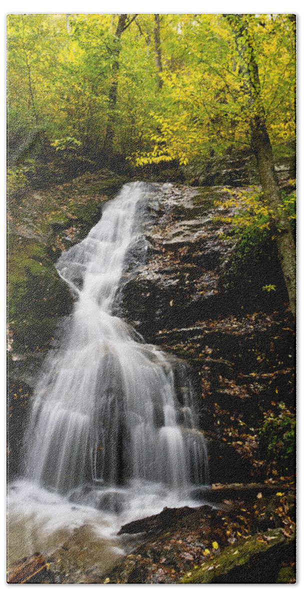Crabtree Falls Beach Towel featuring the photograph Autumn Waterfall by Lori Coleman
