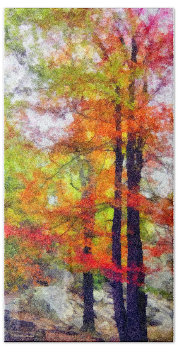 Tree Beach Sheet featuring the photograph Autumnal Rainbow by Angelina Tamez