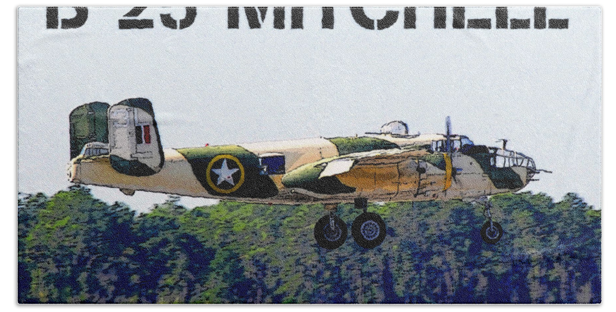 Art Beach Towel featuring the painting B 25 Mitchell Bomber by David Lee Thompson