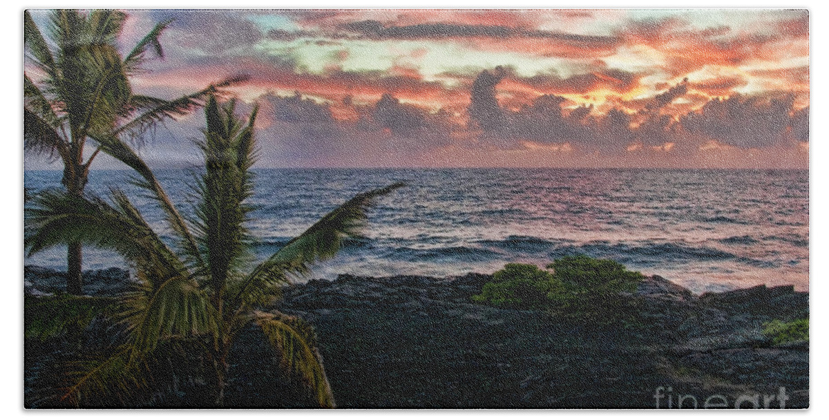 Hawaii Beach Sheet featuring the photograph Big Island Sunrise by Gary Beeler