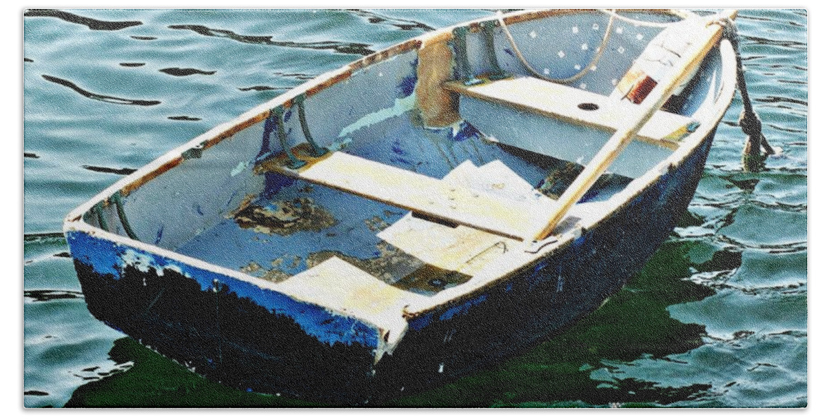 Rowboat Beach Towel featuring the photograph Blue Dory by Joe Faherty