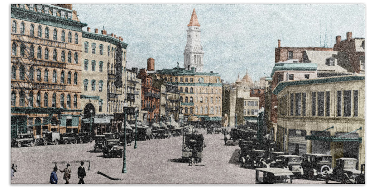 1919 Beach Towel featuring the photograph Boston: Bowdoin Square by Granger