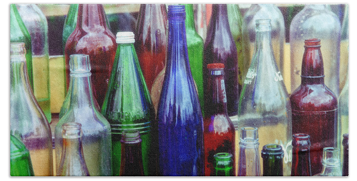 Bottles Beach Towel featuring the photograph Bottles For Sale by Karol Livote