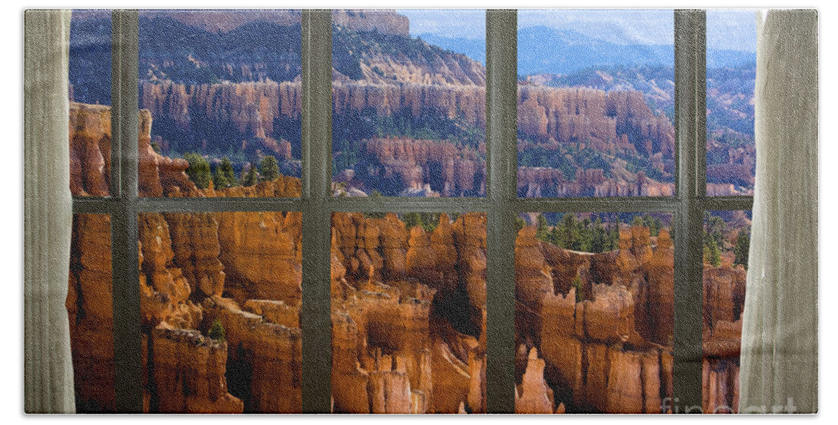 'window Canvas Wraps' Beach Towel featuring the photograph Bryce Canyon Bay Window View by James BO Insogna