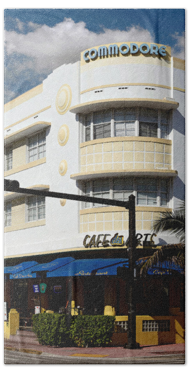 Art Deco District Miami Beach Beach Towel featuring the photograph Cafe des Arts. Miami. FL. USA by Juan Carlos Ferro Duque