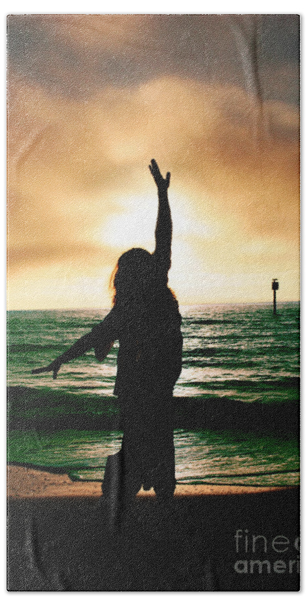 Dark Beach Towel featuring the photograph Call To The Goddess I by Recreating Creation