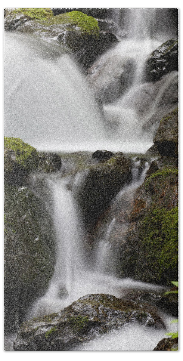 Mp Beach Towel featuring the photograph Cascading Creek In Temperate Rainforest by Matthias Breiter
