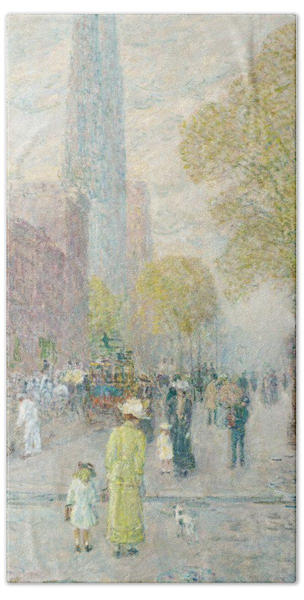Cathedral Spires Beach Towel featuring the painting Cathedral Spires by Childe Hassam