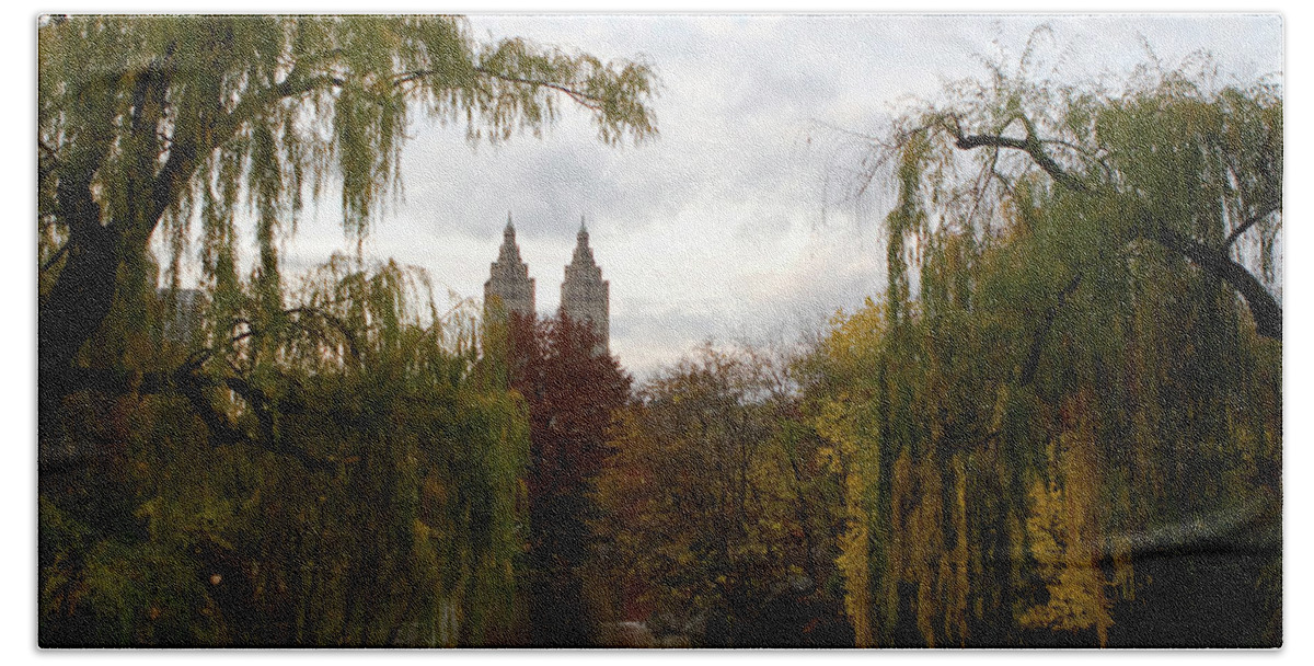 New York City Beach Sheet featuring the photograph Central Park Autumn by Lorraine Devon Wilke