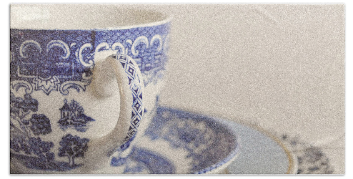 Cup Beach Sheet featuring the photograph China cup and plates by Lyn Randle