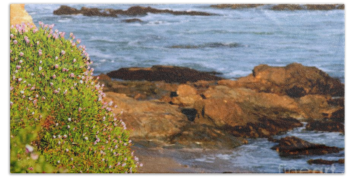 Cliff Beach Towel featuring the photograph Cliff Flowers by Tap On Photo