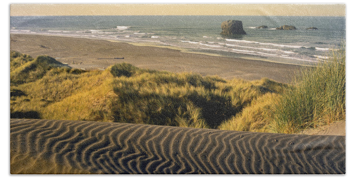 00176840 Beach Towel featuring the photograph Coastline Pistol River Beach Oregon by Tim Fitzharris