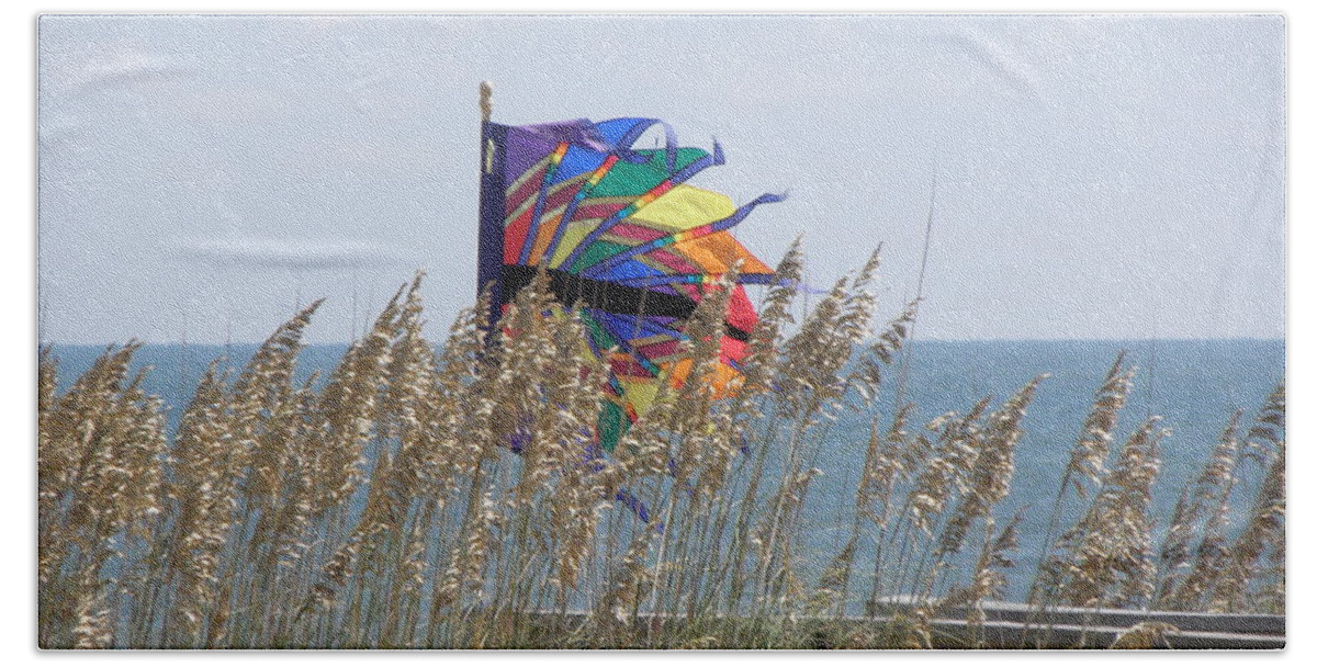 Flag Beach Towel featuring the photograph Color And Wind by Kim Galluzzo