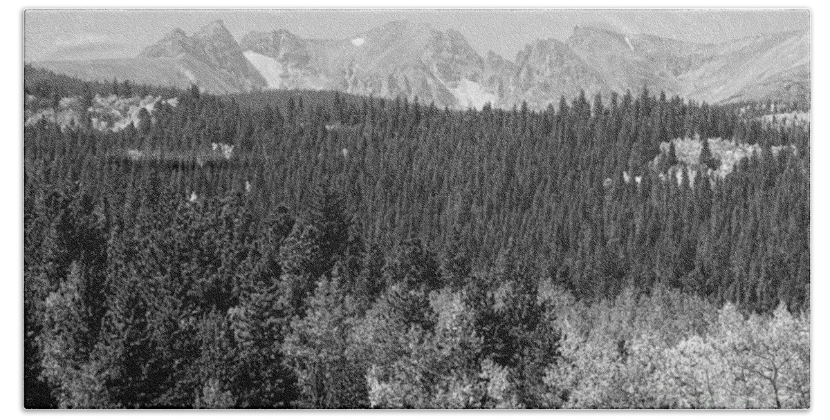 Colorado Beach Towel featuring the photograph Colorado Rocky Mountain Continental Divide View BW by James BO Insogna