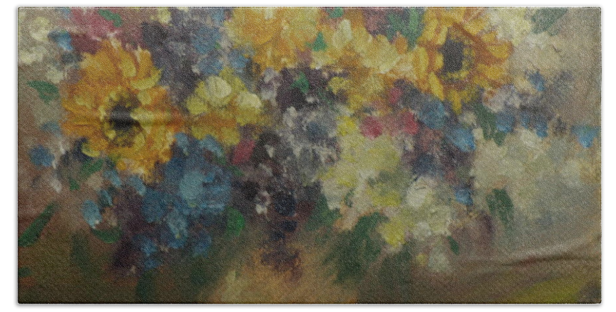Floral Beach Towel featuring the painting Colorful Floral by Linda Eades Blackburn