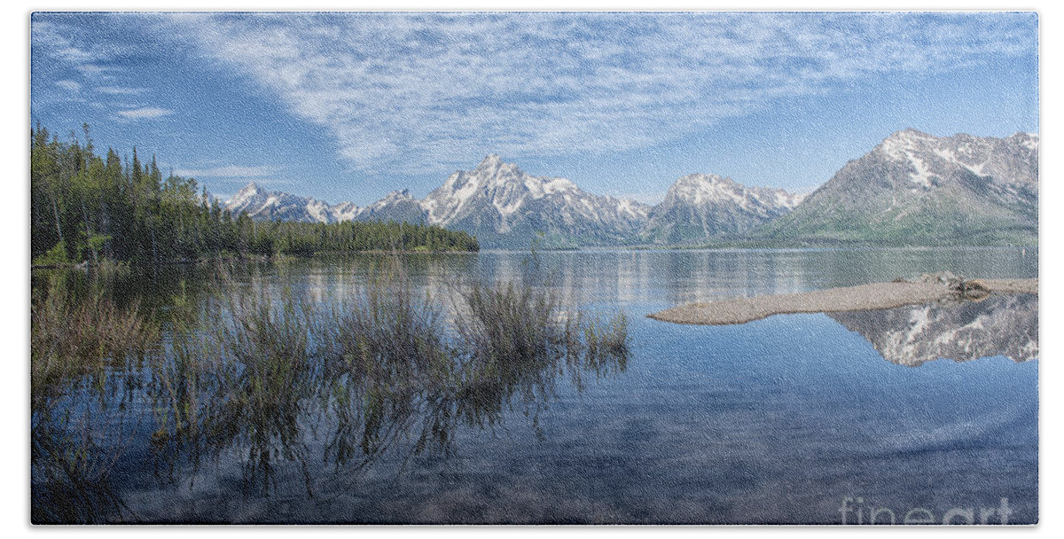 Grand Beach Towel featuring the photograph Colter Bay Morning - Grand Teton by Sandra Bronstein