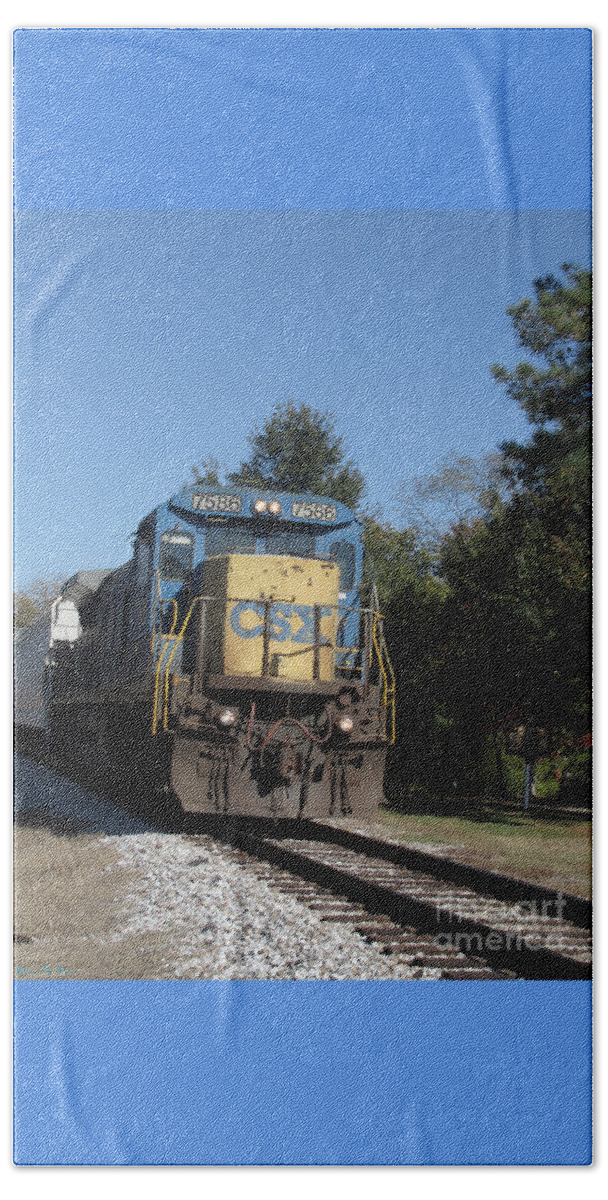 Train Beach Sheet featuring the photograph Coming Down The Track by Donna Brown