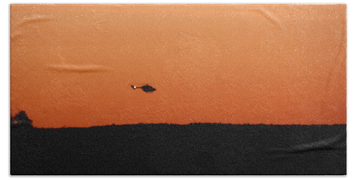 Sunset Beach Towel featuring the photograph Copter Sunset by Kim Galluzzo