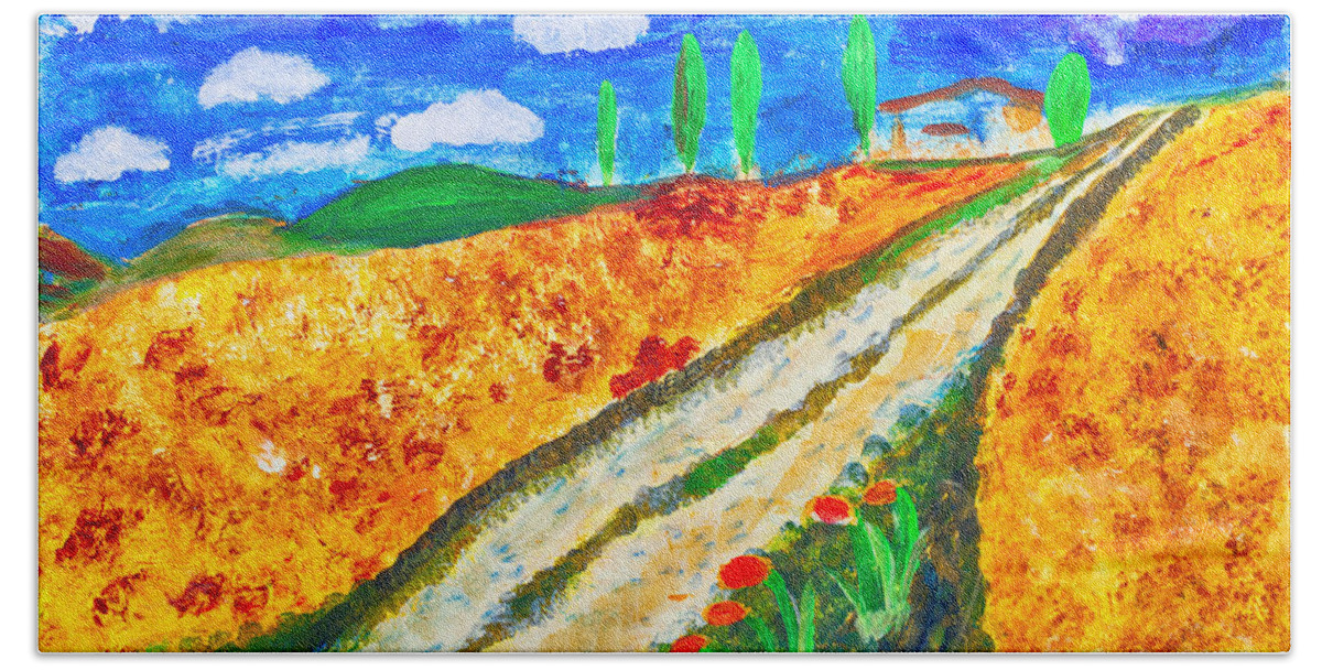 Art Beach Towel featuring the painting Country Tracks by Simon Bratt
