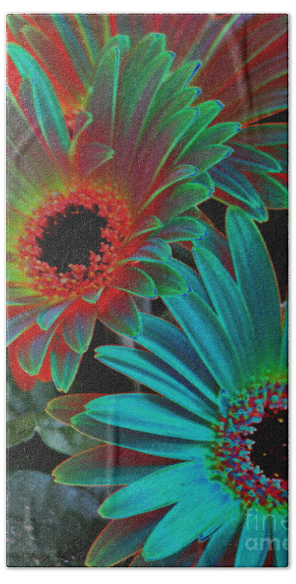 Gerbera Beach Sheet featuring the photograph Daisies From Another Dimension by Rory Siegel