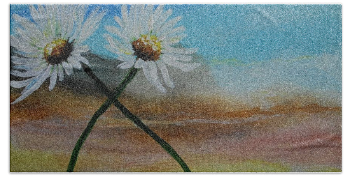 Daisy Beach Towel featuring the painting Daisy Mates by Leslie Allen
