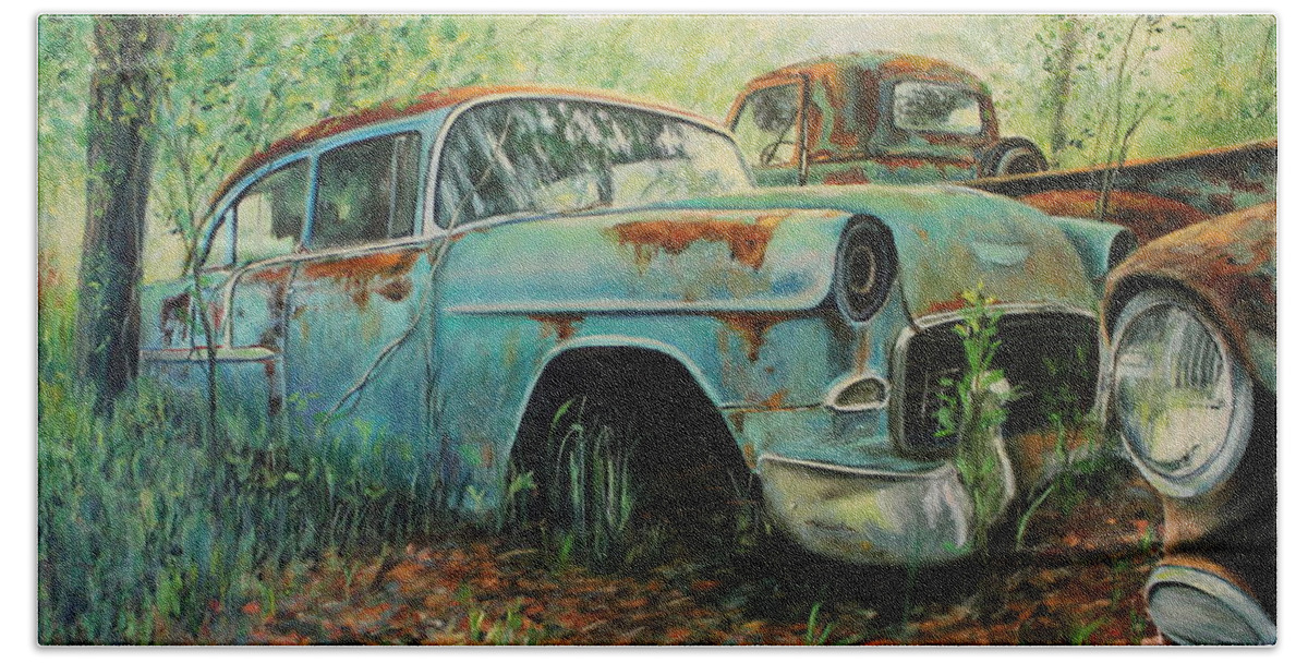 Chevrolet Beach Towel featuring the painting Donor by Daniel W Green
