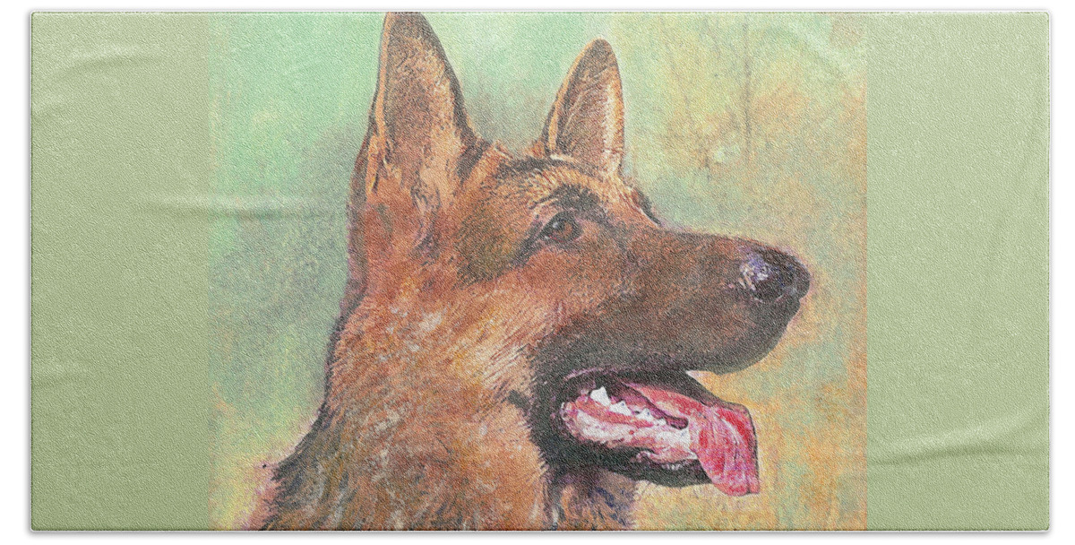 Dog Beach Sheet featuring the painting Eager - time for dinner  by Richard James Digance
