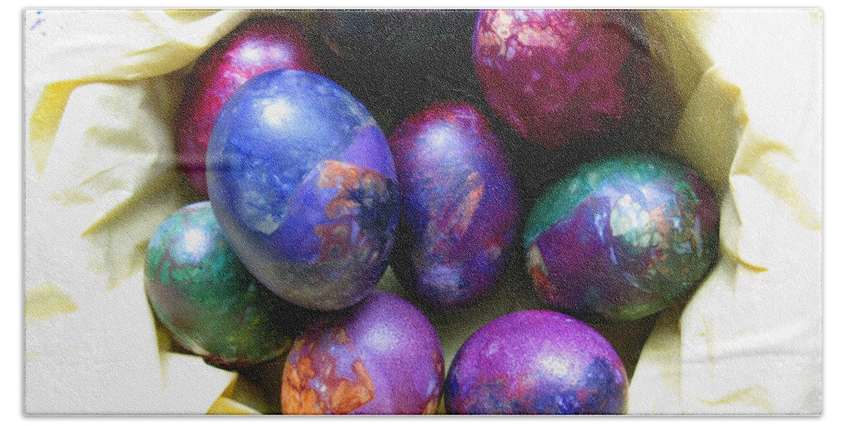 Easter Eggs Beach Sheet featuring the photograph Easter eggs 01 by Ausra Huntington nee Paulauskaite