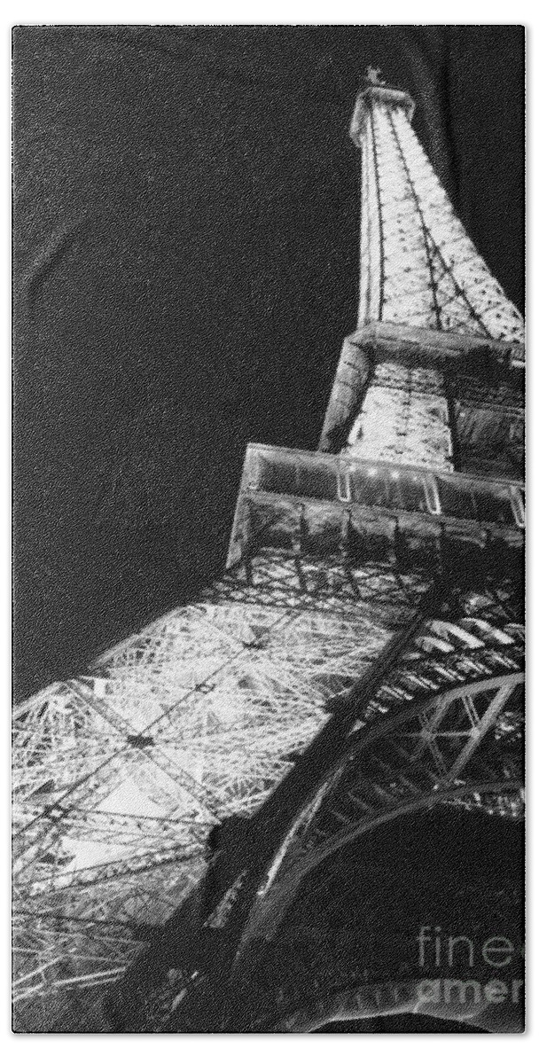 Black Beach Towel featuring the photograph Eiffel Tower by Olivier Steiner