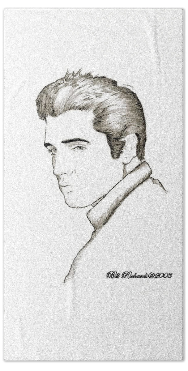 Pen Beach Towel featuring the drawing Elvis by Bill Richards