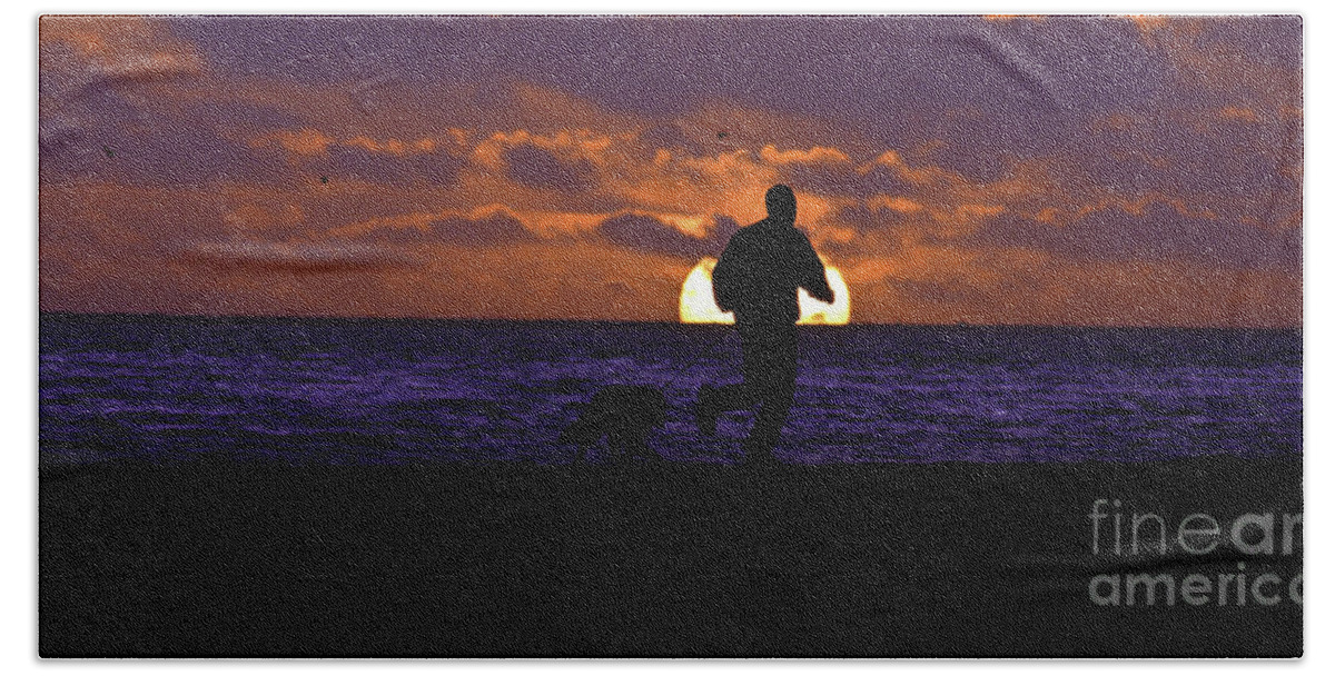 Art Beach Towel featuring the photograph Evening Run On The Beach by Clayton Bruster