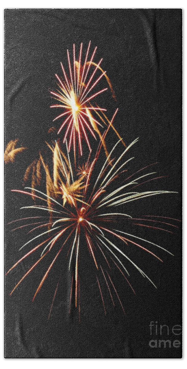 Fireworks Photographs Beach Towel featuring the photograph Fireworks 3 by Greg Jones