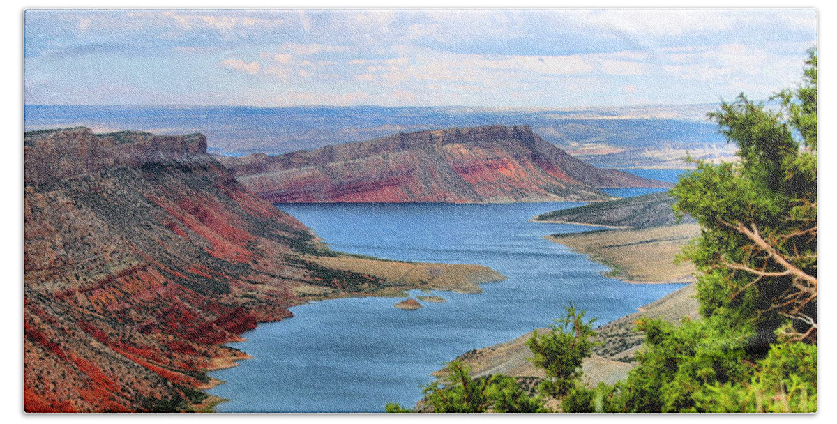 Flaming Gorge Beach Towel featuring the photograph Flaming Gorge Panorama by Kristin Elmquist