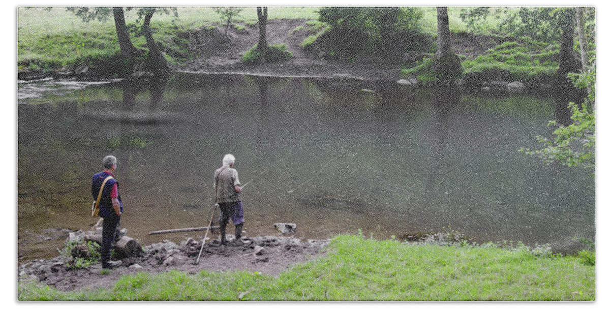 Derbyshire Beach Towel featuring the photograph Fly Fishing at Upperdale by Rod Johnson