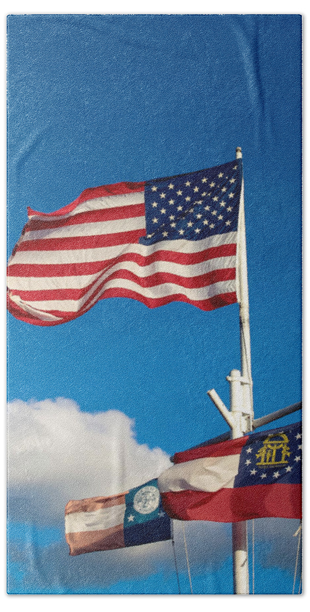 Flag Beach Towel featuring the photograph Flying High by Al Griffin