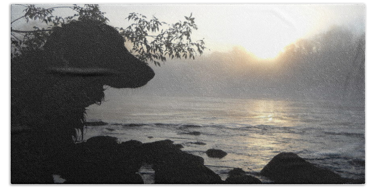 Fog Beach Towel featuring the photograph Fog on the Rocks Sunrise by Kent Lorentzen
