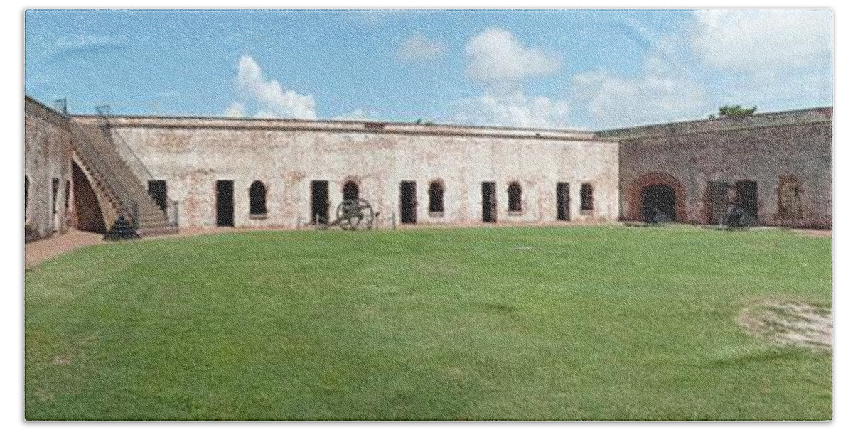 Beaufort Beach Towel featuring the photograph Fort Macon panorama 2 by Michael Peychich