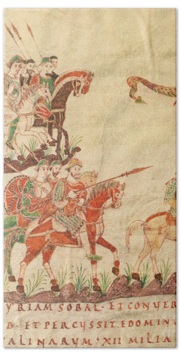 History Beach Sheet featuring the photograph Frankish Knights, 9th Century by Photo Researchers