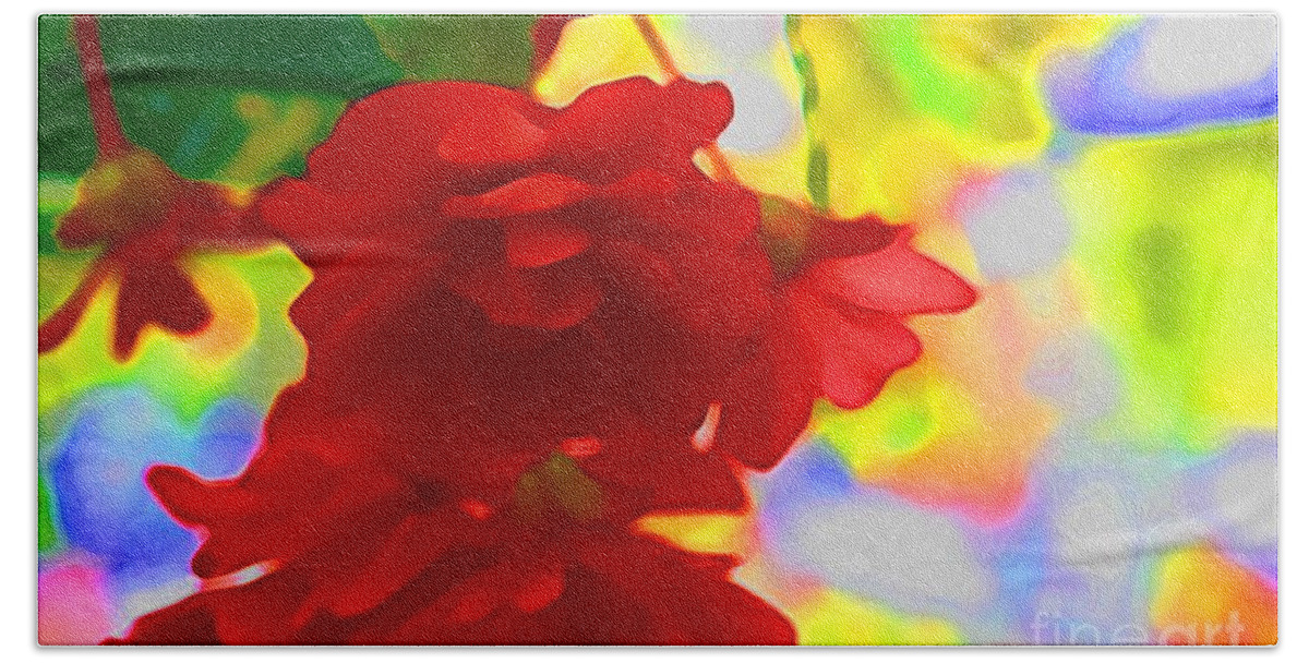 Red Flowers Beach Towel featuring the photograph Garish by Julie Lueders 