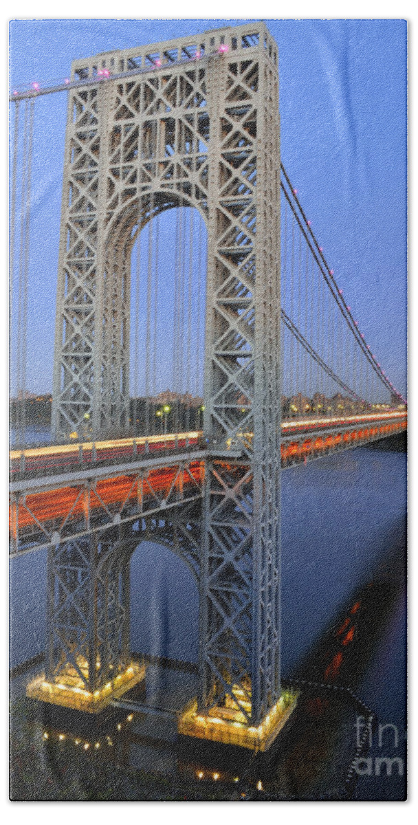 George Beach Sheet featuring the photograph George Washington Bridge at Twilight by Zawhaus Photography