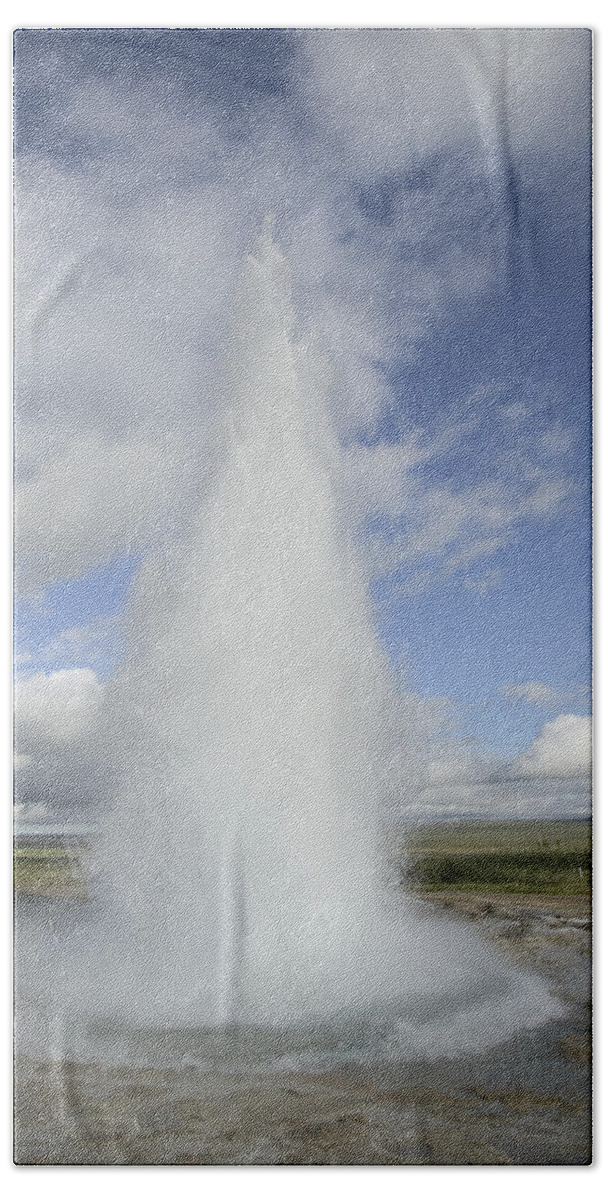 Erupting Beach Towel featuring the photograph Geyser Erupting 20 Meters High Every 8 by Cyril Ruoso
