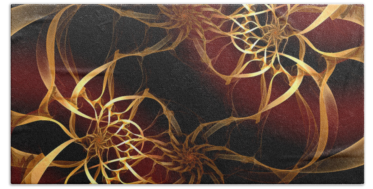 Andee Design Abstract Beach Towel featuring the digital art Golden Filigree by Andee Design