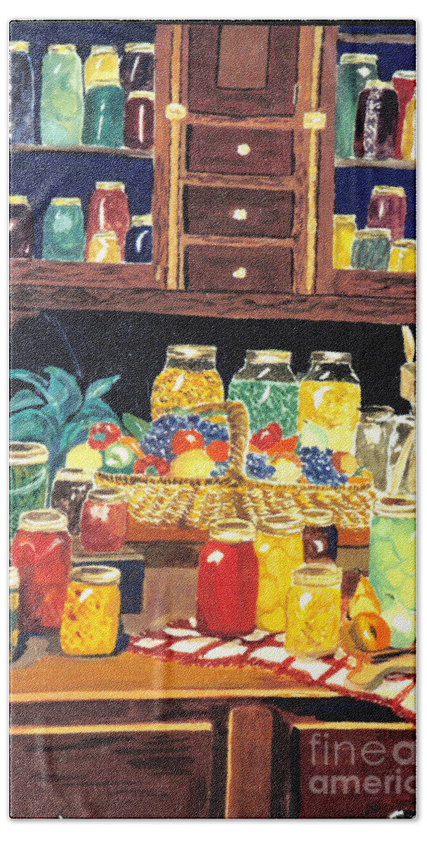 Canning Beach Sheet featuring the painting Granny's Cupboard by Julie Brugh Riffey