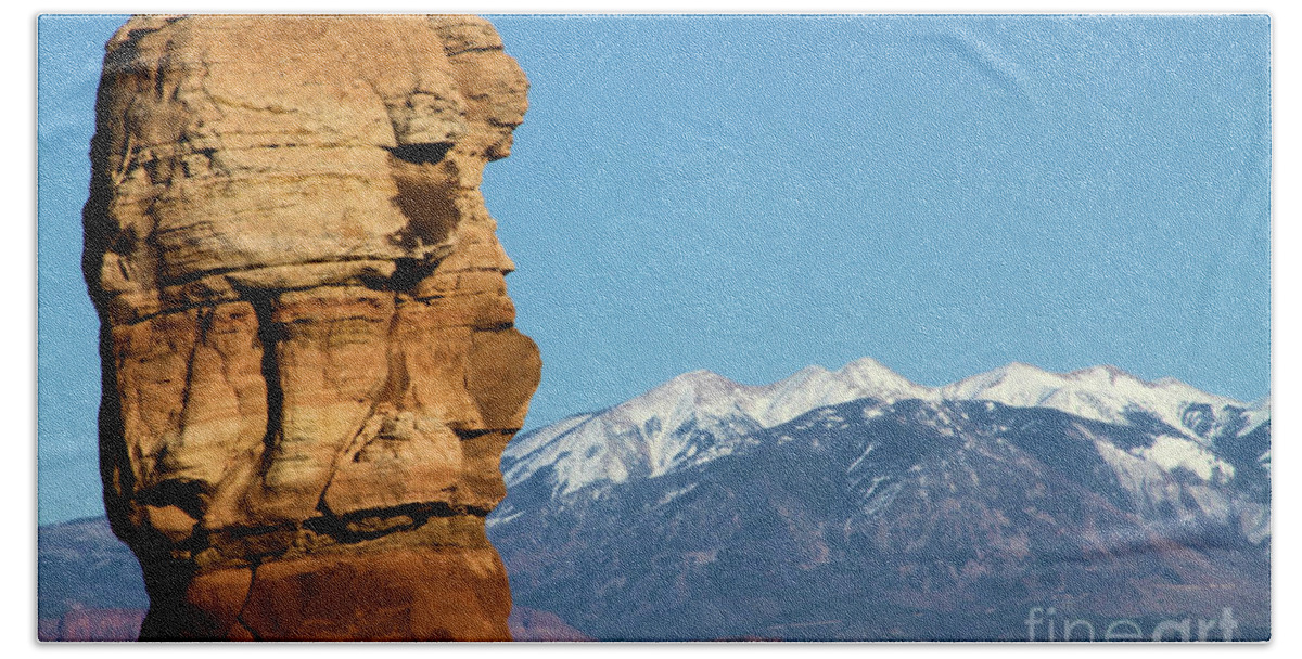 Arches National Park Beach Towel featuring the photograph Guardian Of Arches by Adam Jewell