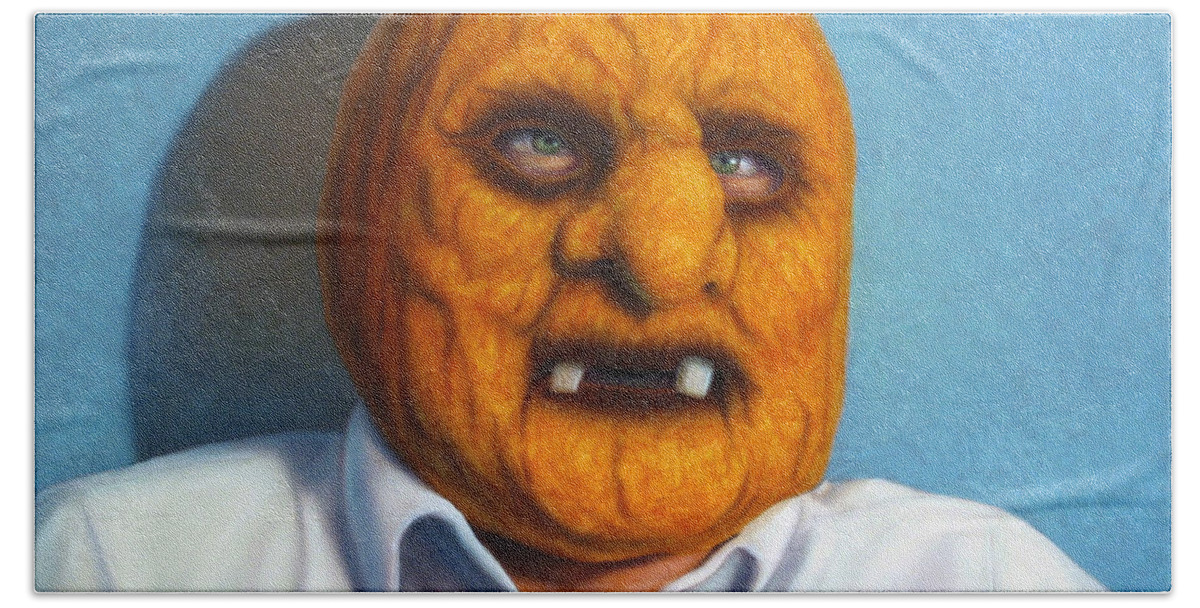 Halloween Beach Towel featuring the painting Heavy Vegetable-head by James W Johnson