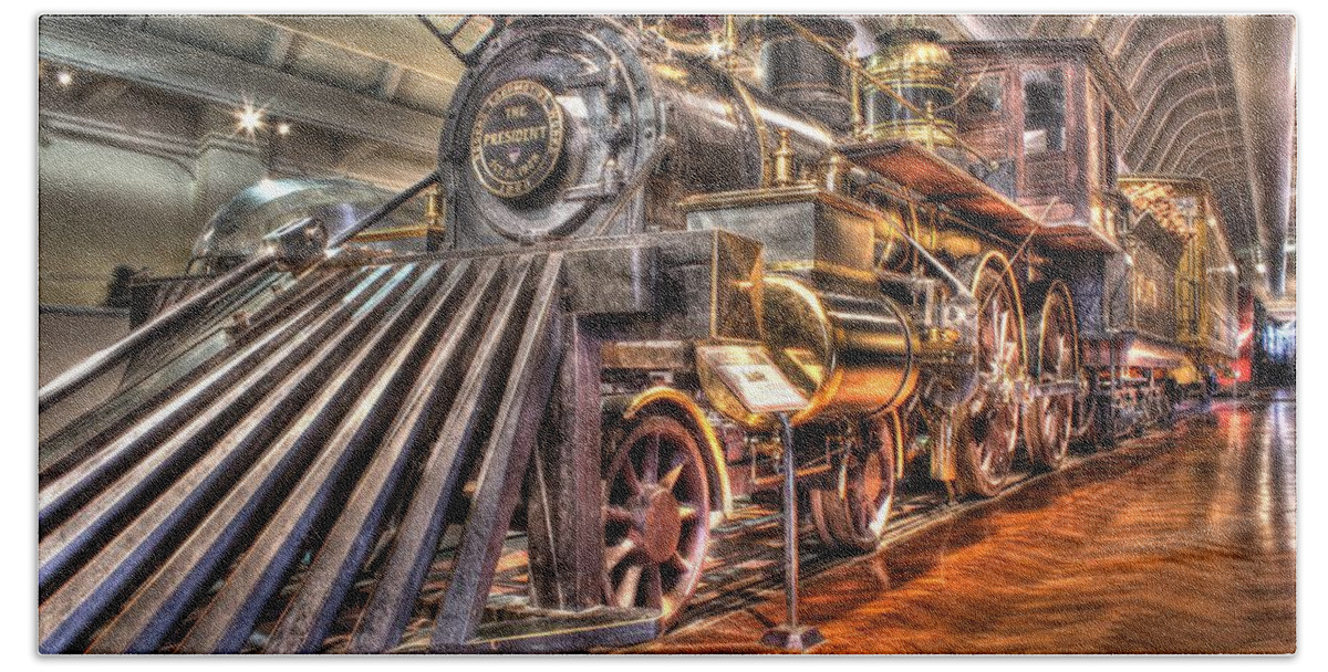  Beach Towel featuring the photograph Henry Ford Museum Train Dearborn MI by Nicholas Grunas