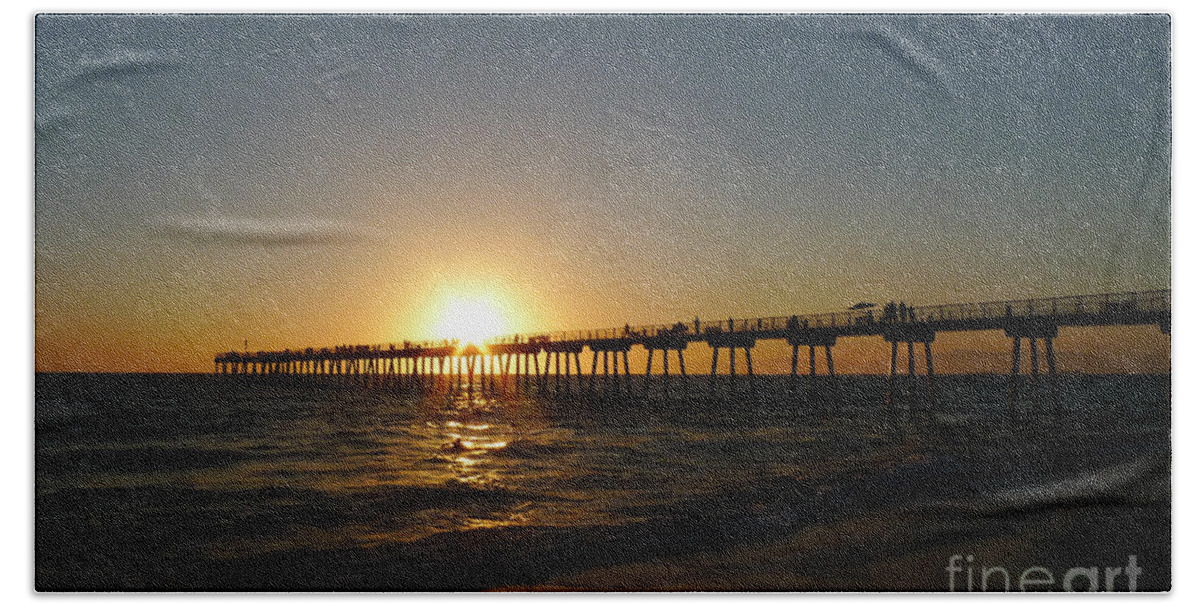 Hermosa Beach Sunset Beach Sheet featuring the photograph Hermosa Beach Sunset by Nina Prommer