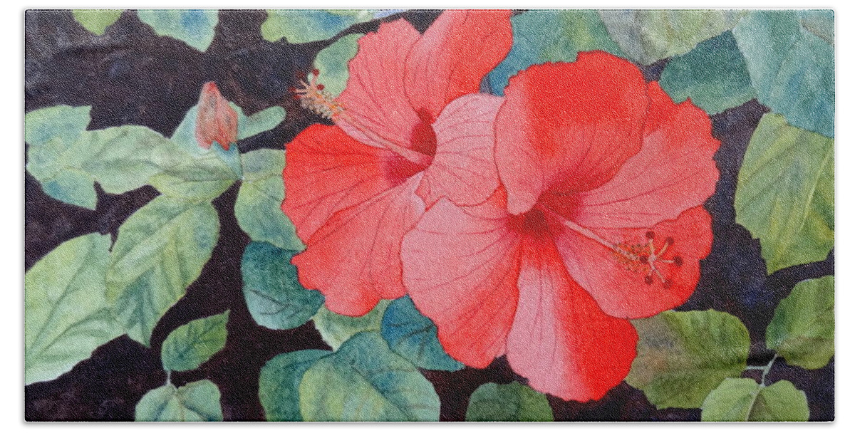 Hibiscus Beach Sheet featuring the painting Hibiscus by Laurel Best