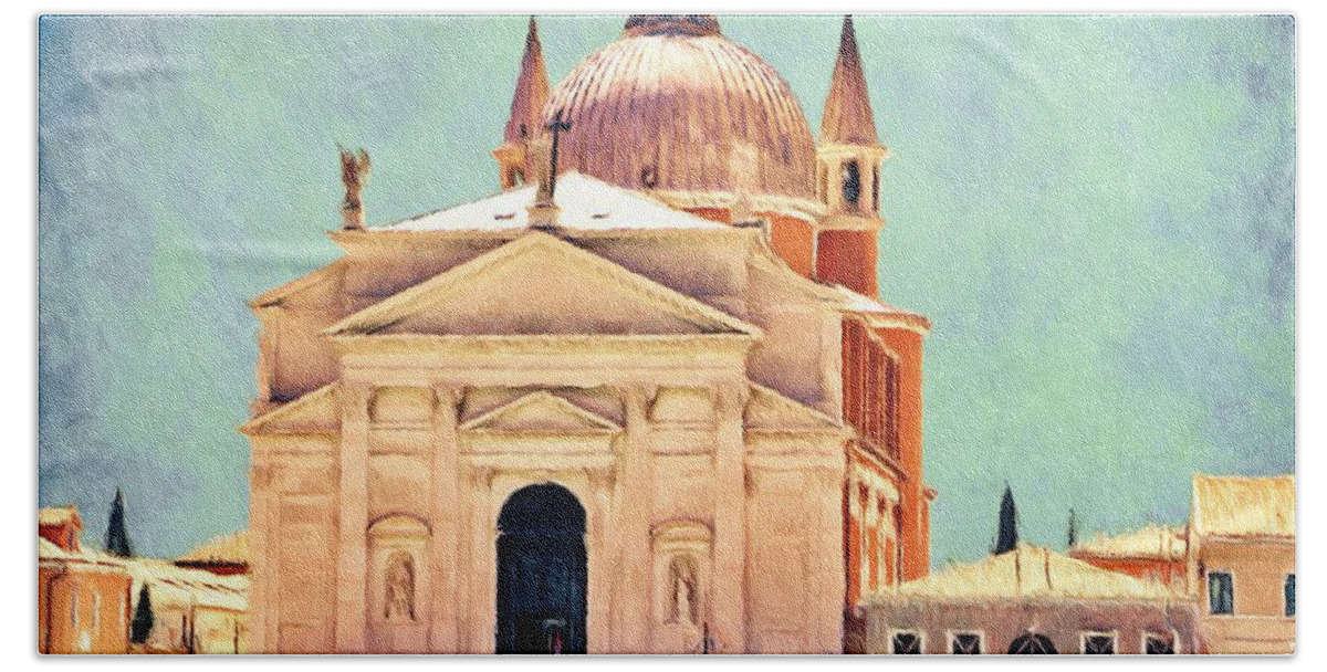 Chapel Beach Towel featuring the painting Il Redentore by Jeffrey Kolker